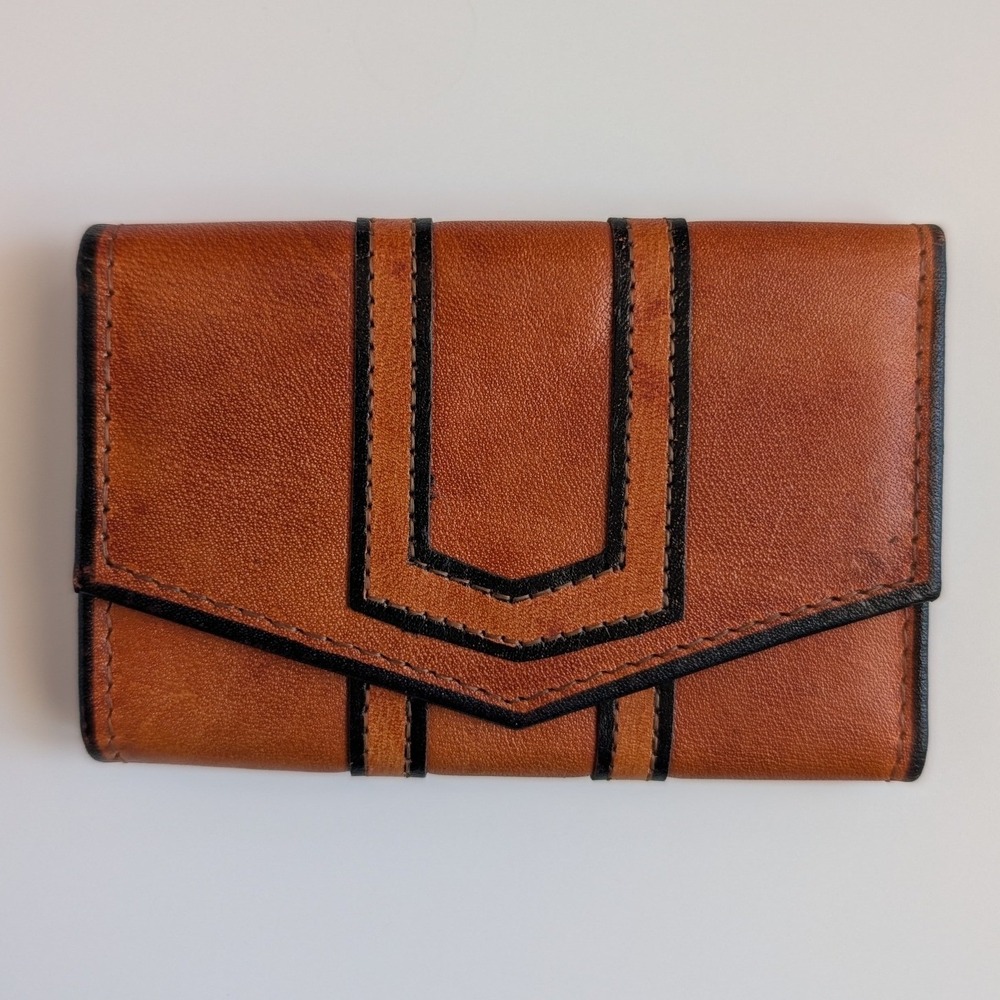Princess Gardner Tan Leather Key Case Wallet Trifold Full Grain Cowhide VTG 4"